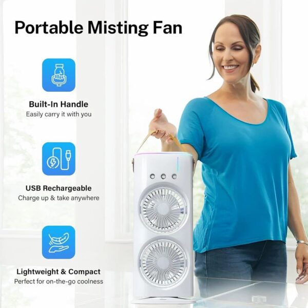 Double Fan Portable Mini Air Cooler, 5 L - Image 2